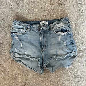 Oasis Destroyed High Waisted Jean Shorts Size L